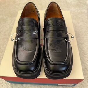 MARNI BLACK PIERCING LOAFERS IN SIZE 37.5